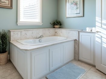 a bathroom tub after a nice remodel