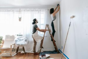 Couple doing renovations on their new home