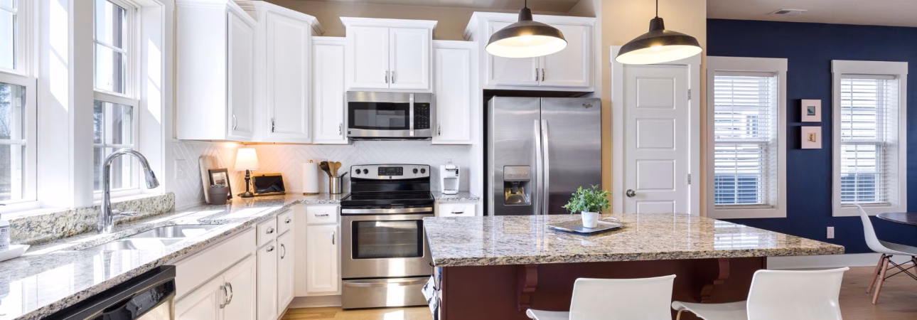 sunny bright kitchen after renovation